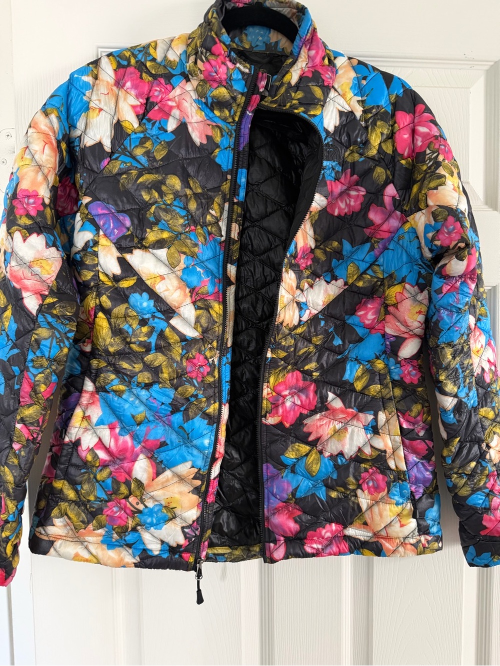 The North Face Floral Quilted Puffer Jacket - Black, Blue, Pink, Cream